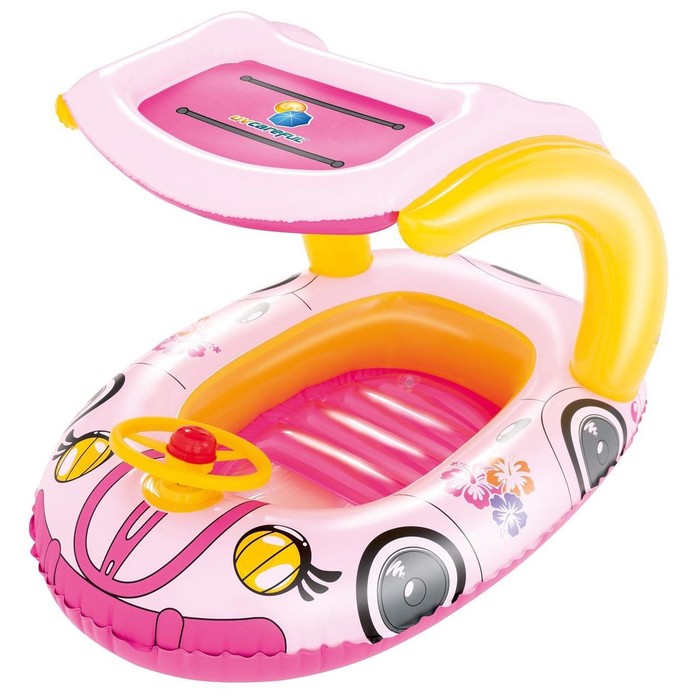 картинка Лодочка для плавания «Машинка» с тентом, 98 х 66 см, от 3-6 лет, цвета МИКС от магазина Одежда+