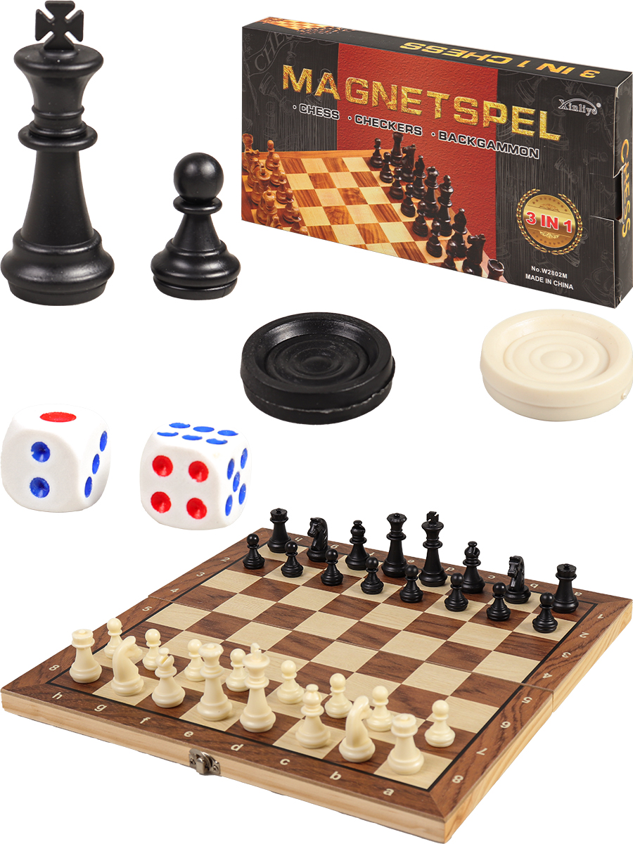 картинка Игра 3в1/Шахматы, шашки, нарды/И-0140/РК от магазина Одежда+