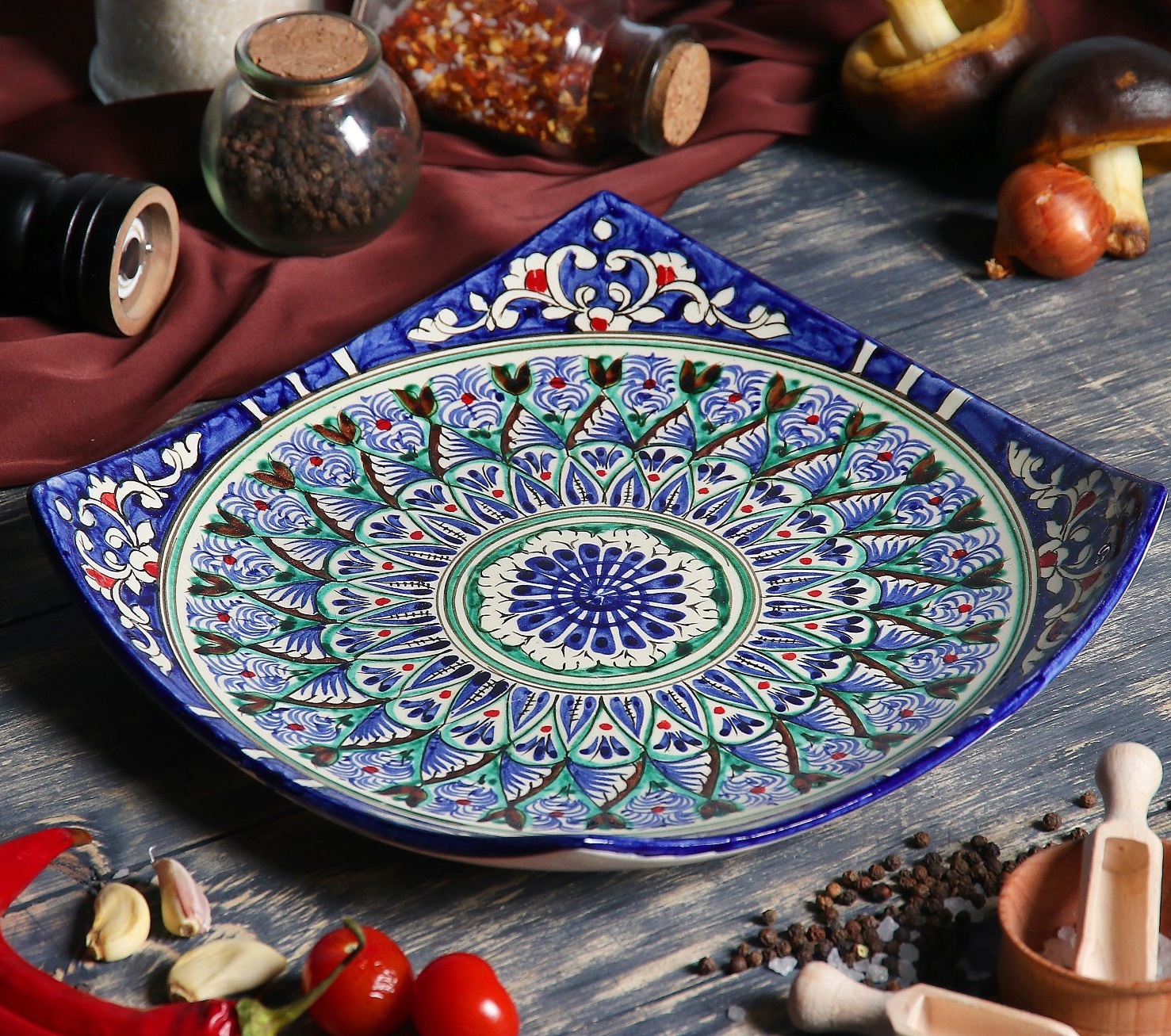 картинка Ляган квадрат Риштанская Керамика 25см/2870590/2870589 от магазина Одежда+