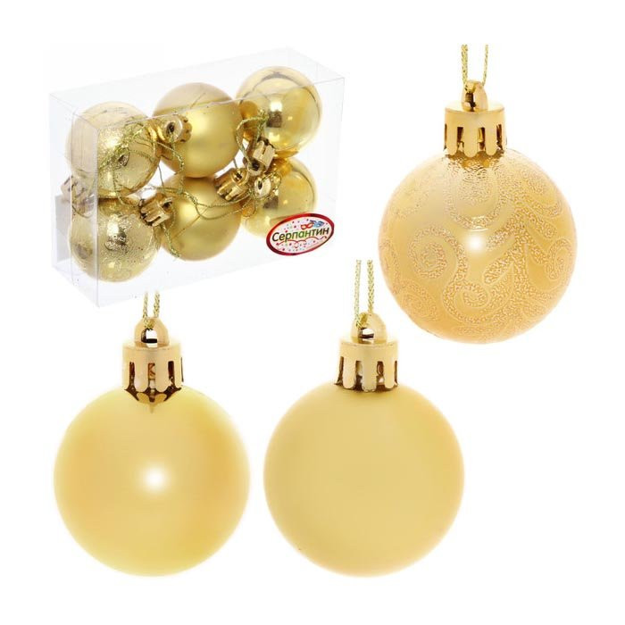 картинка Новогодние шары "Микс фактур" 4 см/6 шт от магазина Одежда+