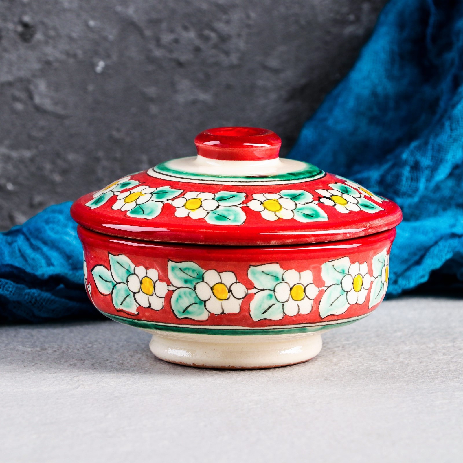 картинка Сахарница Риштанская Керамика "Цветы", 250 мл, 7830826 от магазина Одежда+