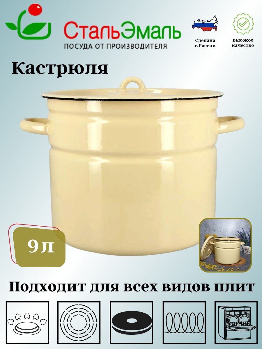 картинка Кастрюля эмаль 9 л/без рис/2с200 от магазина Одежда+