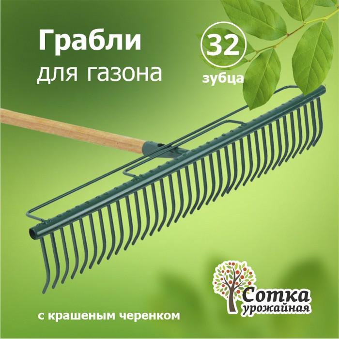 картинка Грабли 32-зубые газонные "Урожайная сотка"/9216-32 от магазина Одежда+