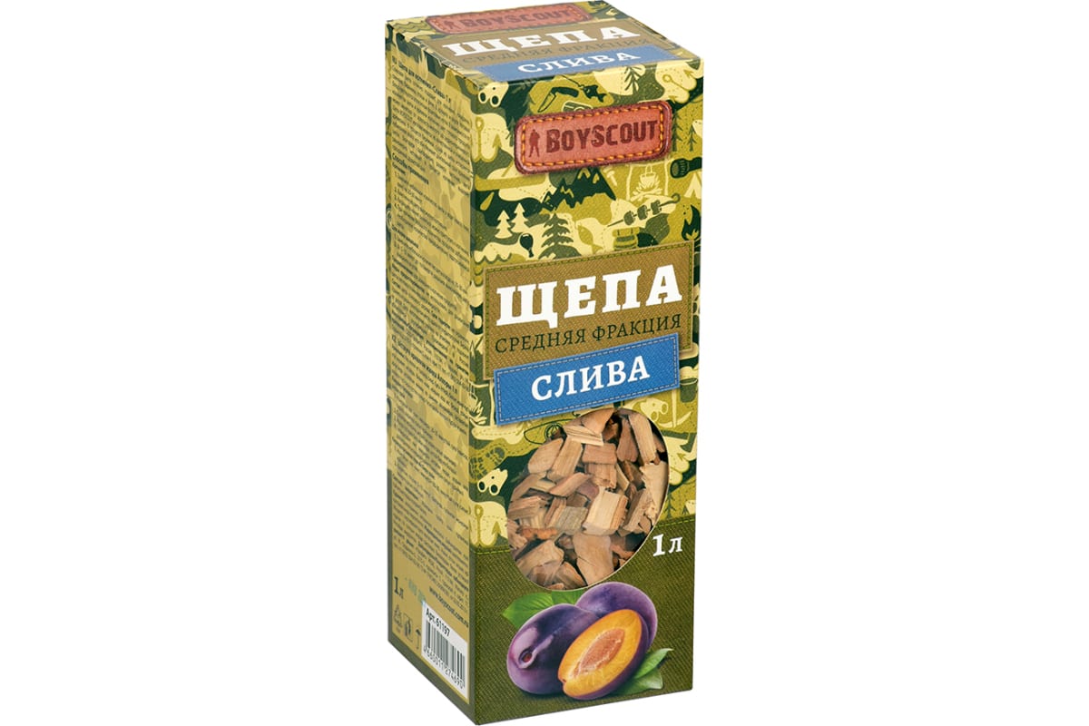 картинка BOYSCOUT Щепа д/копчения "Слива" 1 л/61197/ЛГ от магазина Одежда+