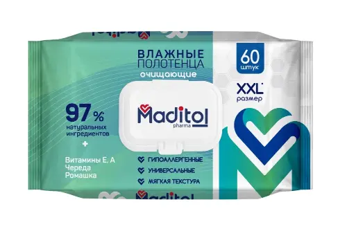 картинка Влажные полотенца 60 шт MADITOL от магазина Одежда+