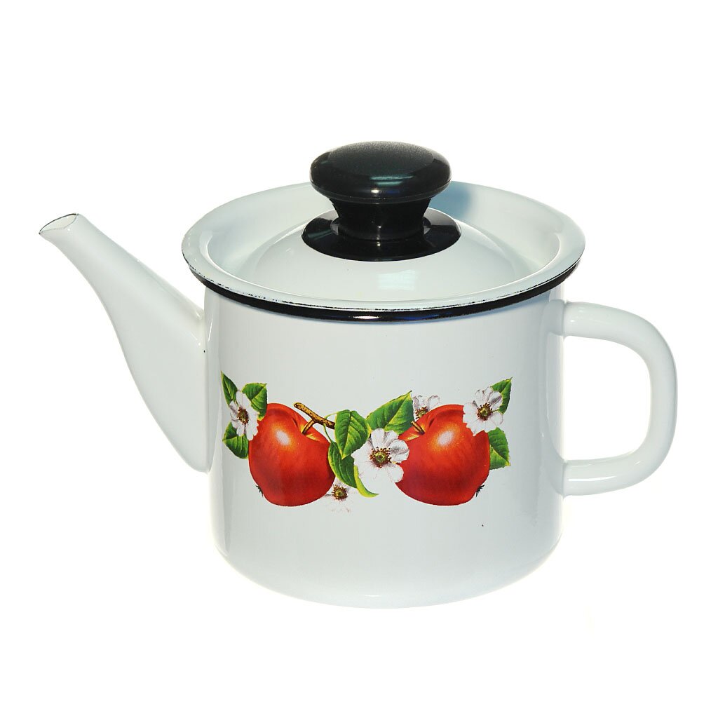 картинка Чайник эмаль 1 л/кнопка/декор/42704 от магазина Одежда+